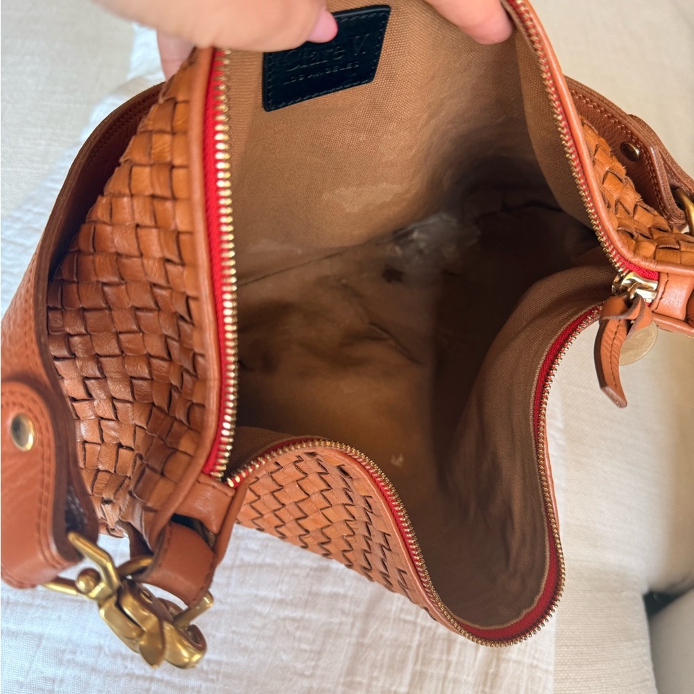 Woven Leather Shoulder Bag in Cognac Brown - Picture 4 of 6